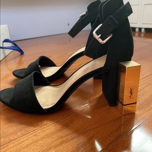 Black block heels. About 3 inch heel